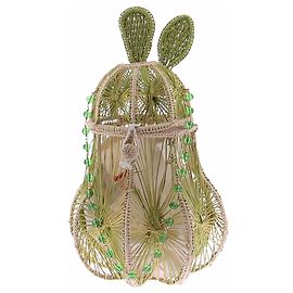 Autre Marque Panier en paille en forme de lapin vert