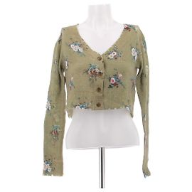 R13 Cárdigan verde oliva con flores