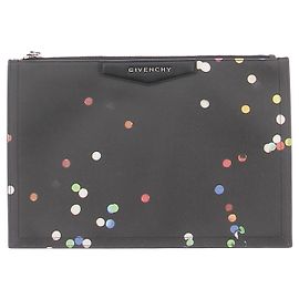 Givenchy Bolso de mano de cuero negro con lunares de colores