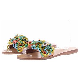 Autre Marque Sandali adornati con perle multicolore