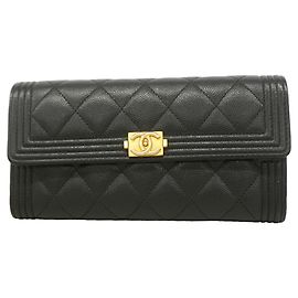 Chanel Boy langes Portemonnaie in Schwarz