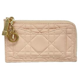 Porte-monnaie en cuir rose Christian Dior