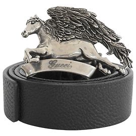 Gucci 256262 Pegasus Buckle Leather Belt