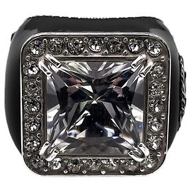 GUCCI Interlocking Crystal Detail Ring