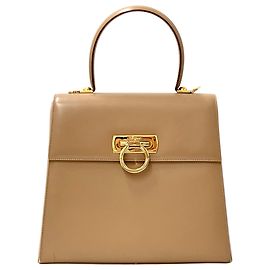 Borsa in pelle beige Salvatore Ferragamo