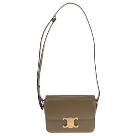 Céline Celine Brown Teen Shiny Calfskin Triomphe Crossbody