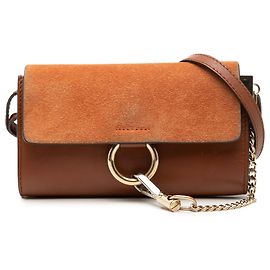 Chloé Mini Borsa a Tracolla Faye in Vitello e Camoscio Marrone con Catena