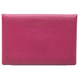 Tarjetero Hermès Calvi en Epsom rosa