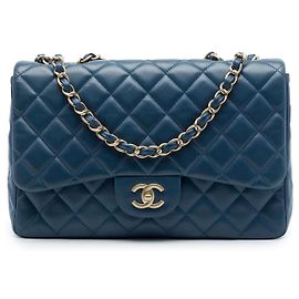 Chanel Blue Jumbo Classic Lambskin Single Flap