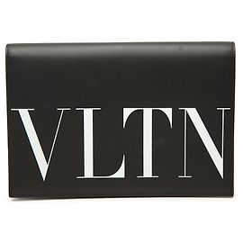 Clutch a patta VLTN in pelle nera Valentino