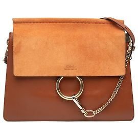 Chloé Faye Crossbody in vitello e camoscio marrone Medium