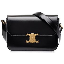 Céline Celine Black Classique Shiny Calfskin Triomphe Crossbody