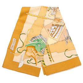 Hermès Brown Le Carnaval de Venise Seidentuch 90