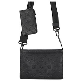 Portefeuille portable Louis Vuitton Black Monogram Shadow Gaston