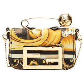 Sac Fendi Brown Fendace Nano Zucca Canvas Baguette