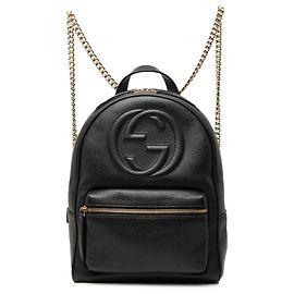 Gucci Black Pebbled Calfskin Soho Chain Backpack