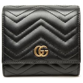 Gucci Black GG Marmont Matelassé Kartenetui Portemonnaie aus Kalbsleder