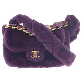 Chanel Purple Quilted Shearling Coconing Single Flap
