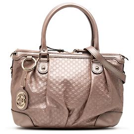 Bolsa Satchel Gucci Pink Metallic Microguccissima Sukey