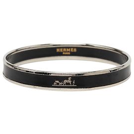 Bracciale Hermès Caleche in smalto nero Narrow 65