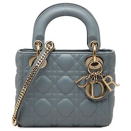 Autre Marque Dior Blue Mini Lambskin Cannage Lady Dior