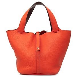 Hermès Orange Clemence and Swift Picotin Lock 18 Eclat