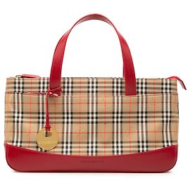 Borsa a mano Burberry Beige Haymarket Check Canvas