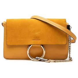 Chloé Faye Pequena Bolsa Tiracolo em Camurça e Pele de Vitela Amarela