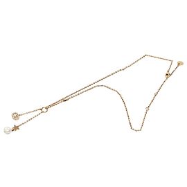Autre Marque Collana lunga Dior Gold placcata oro con strass e perle sintetiche CD Tribal