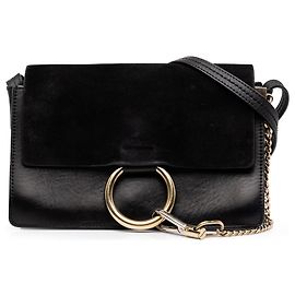 Chloé Faye Crossbody Small in camoscio e vitello nero
