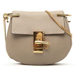 Chloé Brown Mini Grained Lambskin Drew Crossbody