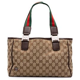 Gucci Beige GG Canvas Web Horsebit Tote