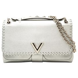 Bolsa Louis Vuitton Silver Metallic Cuir Plume Ecume Very Chain Bag