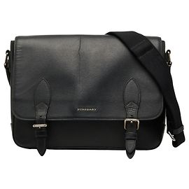Burberry Nova Check Schultertasche aus schwarzem Leder