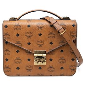 MCM Visetos Logogram Handtasche aus braunem Leder