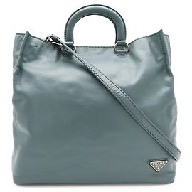 Saco Tote Prada Triangle em couro cinza