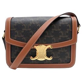 Céline NEUE CELINE TRIOMPHE TEEN 188882 HANDTASCHE LEINEN KALBSLEDER TAN SCHULTERTASCHE