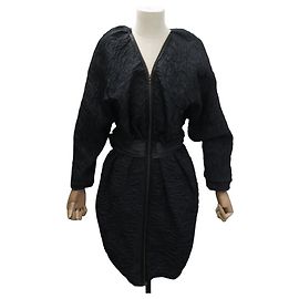VESTIDO LANVIN COM ZÍPER EM TECIDO SINTÉTICO PLISSADO PRETO S 36 PLISSED BLACK DRESS