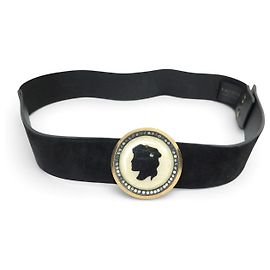 JEANNE LANVIN MEDAILLON GÜRTEL AUS LEDER UND STRETCH-CANVAS T68-88CM BLACK BELT
