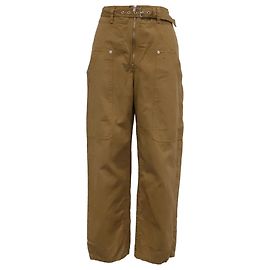 Jeans de cintura alta com cinto Isabel Marant Etoile em algodão castanho