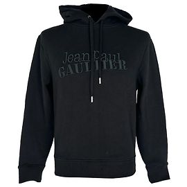 Sweat à capuche en coton noir avec logo brodé Jean Paul Gaultier