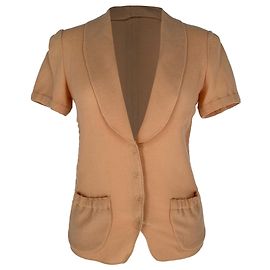 Bottega Veneta Kurzarm-Blazer aus beiger Wolle