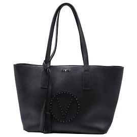 Autre Marque Borsa Tote Valentino by Mario Valentino Soho Rock Logo in pelle nera
