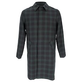 Apc A.P.C. Einreihiger karierter Mantel aus olivefarbenem Polyester