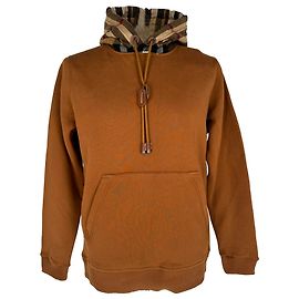 Hoodie Burberry Samuel com acabamento em xadrez em algodão castanho