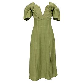 Abito midi Muna a spalle scoperte Cult Gaia in lino verde