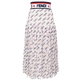 Gonna midi plissettata Fendi x Fila Mania Print in poliestere multicolore
