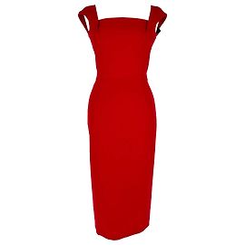 Ärmelloses Midi-Kleid von Roland Mouret aus bordeauxrotem Polyester