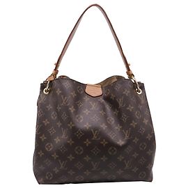 Borsa a tracolla Louis Vuitton Graceful PM in canvas rivestito marrone