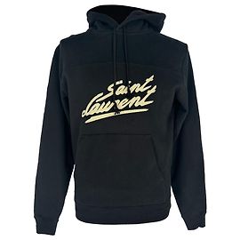 Autre Marque Saint Laurent 50s Hoodie mit Logo-Print aus schwarzer Baumwolle